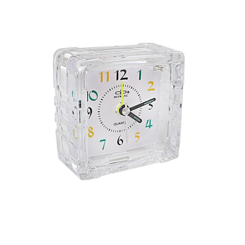 Small Mini Travel Office Square Quartz Bedside Desk Travelling Alarm Clock