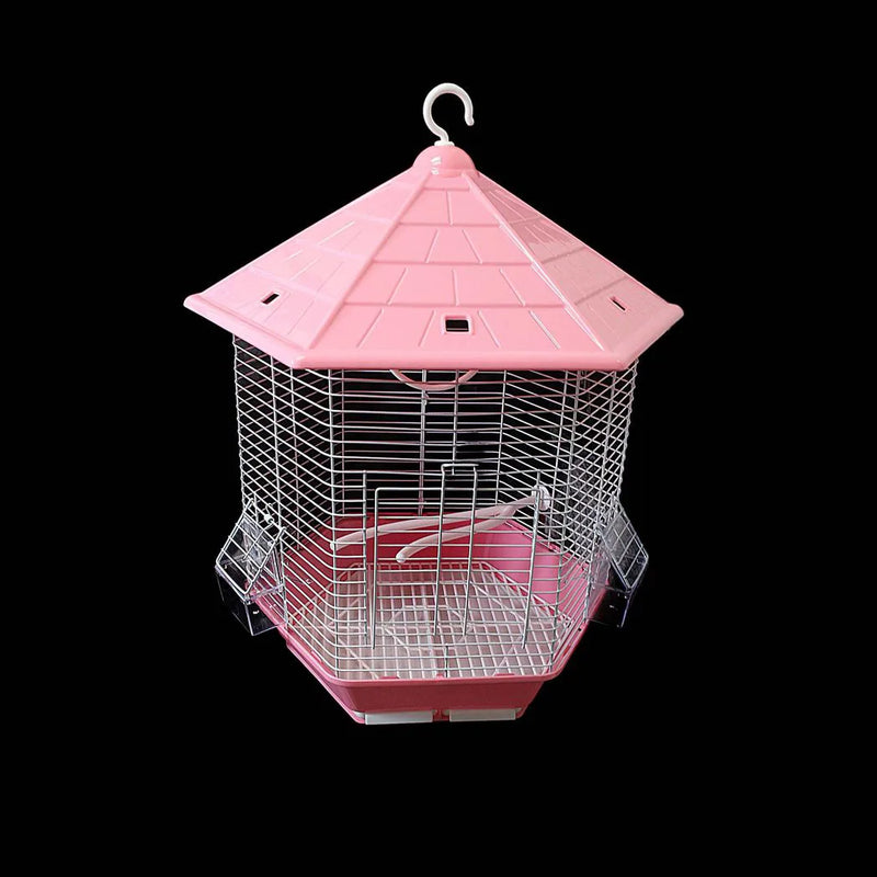 He x agon Metal Bird Cage Assorted Colours
