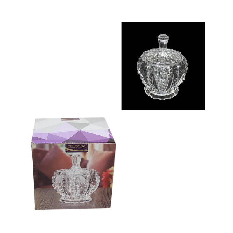 Crystal Glass Sweets Sugar Jar With Lid