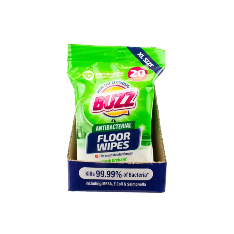 Buzz Biodegradable Floor Anti – Bac Wipes 20 Pack Fresh Orchard