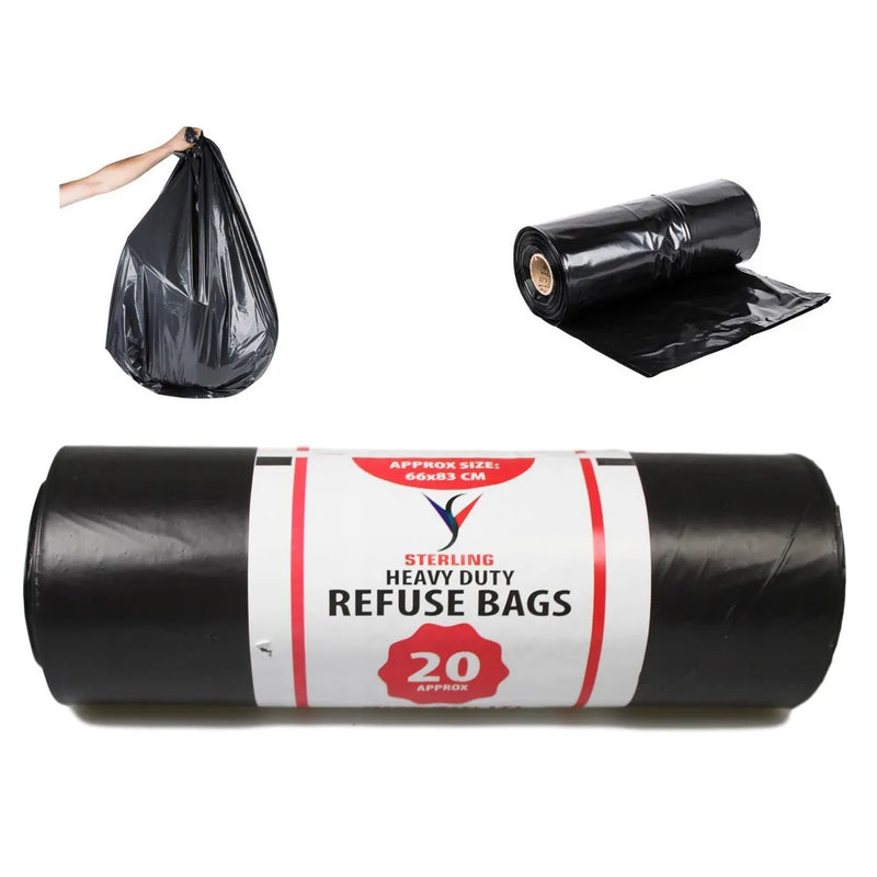 Heavy Duty Multipurpose Refuse Black Bags 20 Pack 70L