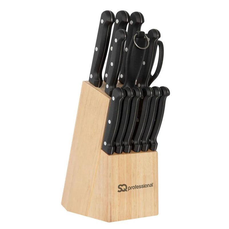 Sq Professional Stainless Steel Knife Set Of 14 Including Block And Scissors