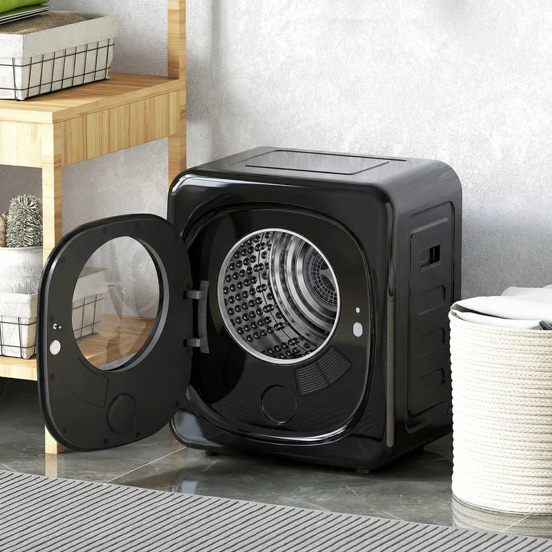 HOMCOM 4kg Vented Tumble Dryer with 5 Drying Mode, 800W Compact Freestanding Front Tumble Dryer, Black