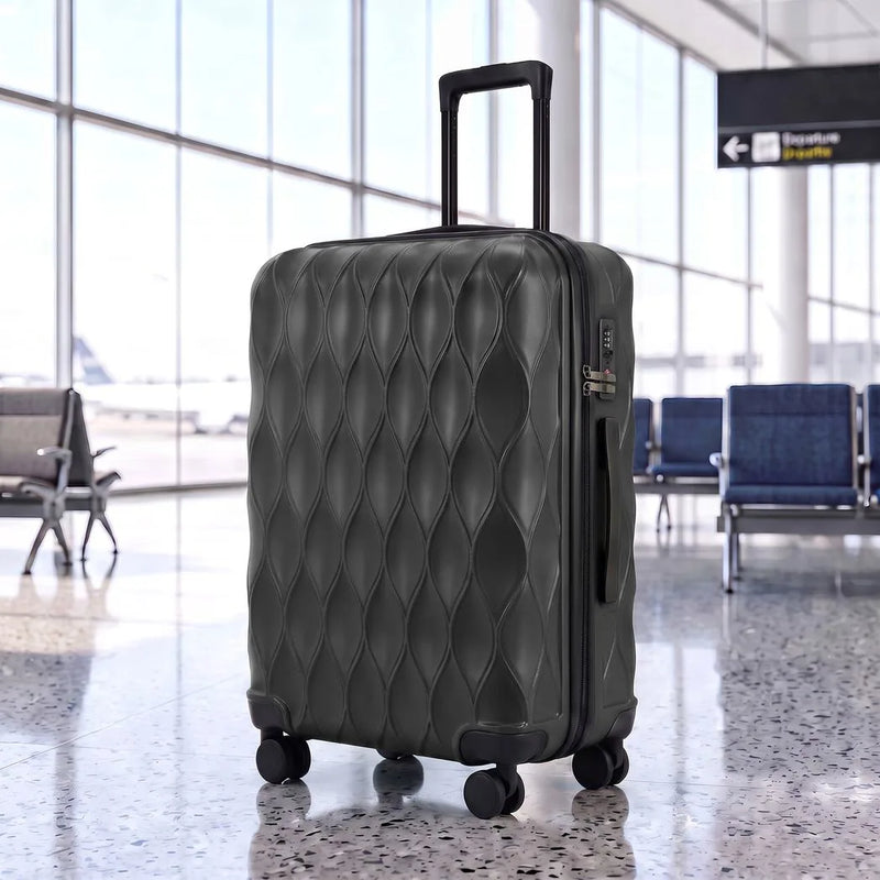 HOMCOM 24Inch Suitcase, ABS Hard Shell Checked Luggage with TSA Lock, Spinner Wheels, Telescopic Handle, Black