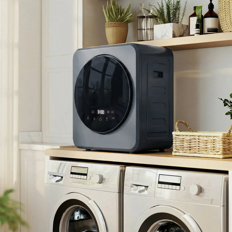 HOMCOM Vented Tumble Dryer, 4 kg Front Tumble Dryer with Stainless Steel Tub, 800W Compact Freestanding Grey