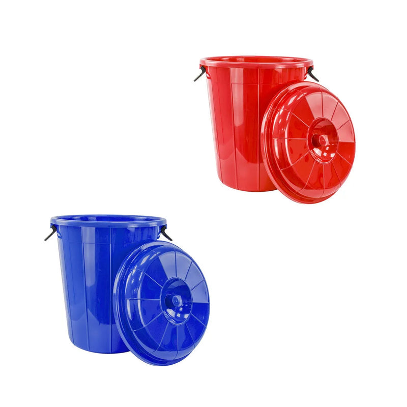 Plastic Eco Storage Drum Bin Bucket With 2 Side Handles 80L Assorted Colours