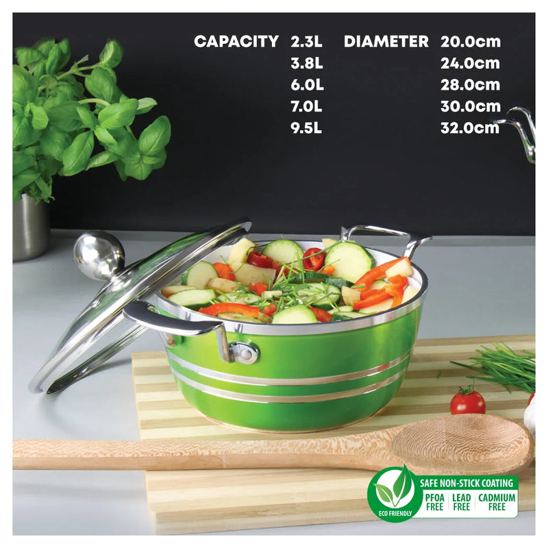 Sq Professional Metallic Die Cast Stockpot Set Of 5 Emerald