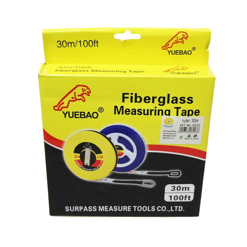 Fiberglass Tape Measure Builders Surveyors Long Reel Roll Measuring Tape 100Ft
