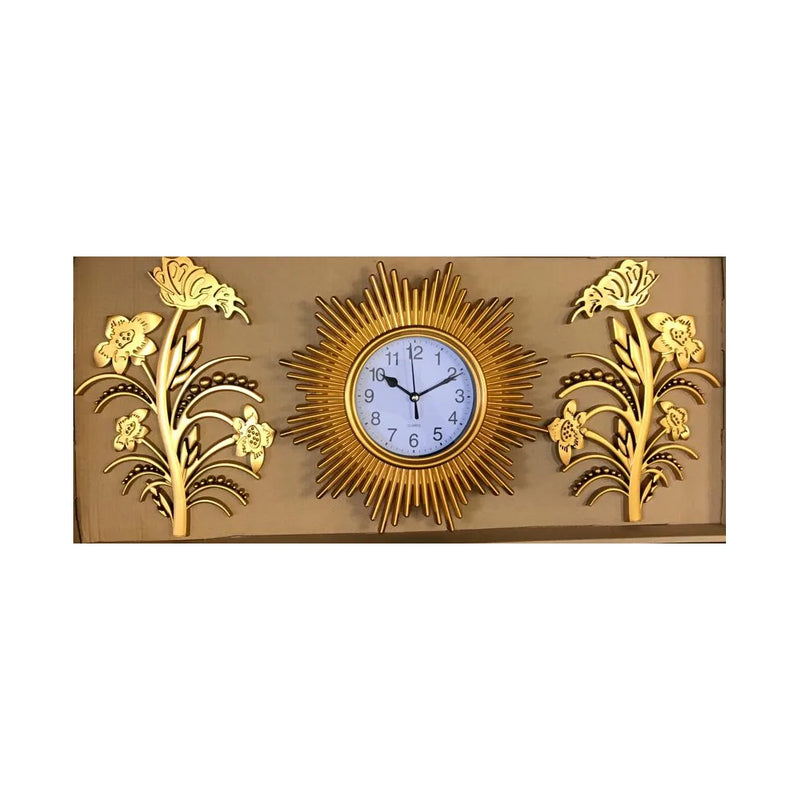 Plastic Wall Clock And Decal Set 3 Pieces Assorted Colours And Designs