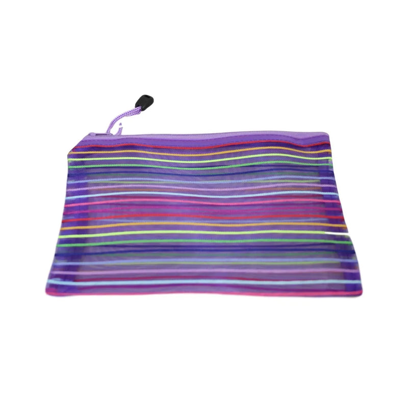 Striped Pencil Toiletry Bag With Zipper Assorted Colours