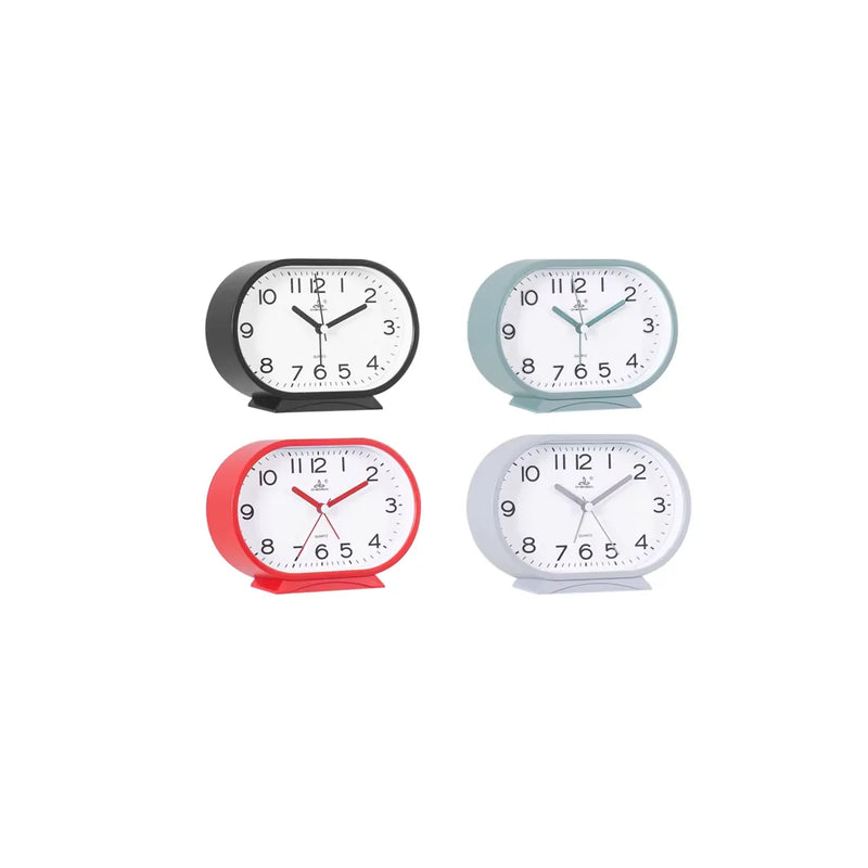 Oval Plastic Analogue Alarm Clock Assorted Colours