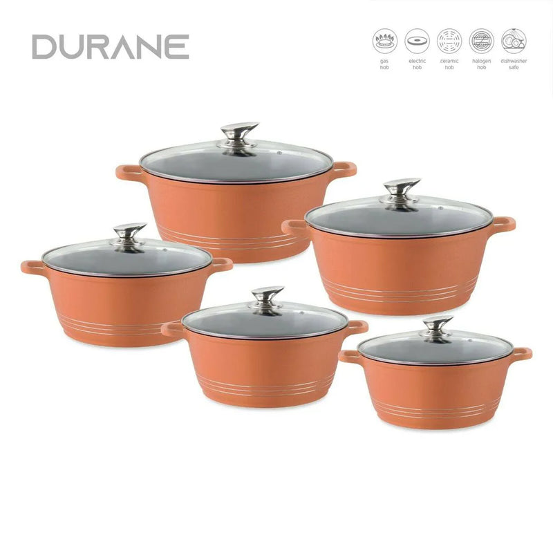 Durane Die Cast Stock Pot Set Of 5 Copper