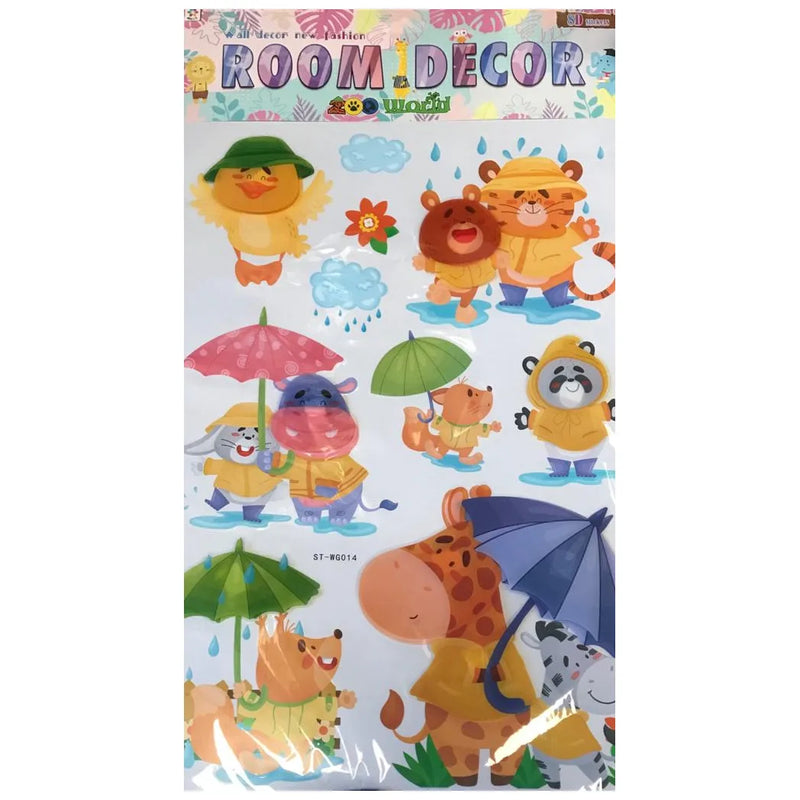 Room Decor 3D Effect Wall Stickers Animal Designs Assorted Designs And Colours