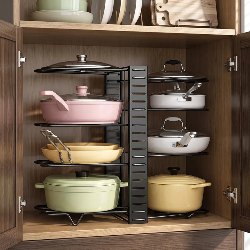 Adjustable Pan Organiser Pot Saucepan Kitchen Storage Rack Holder Sturdy Shelf