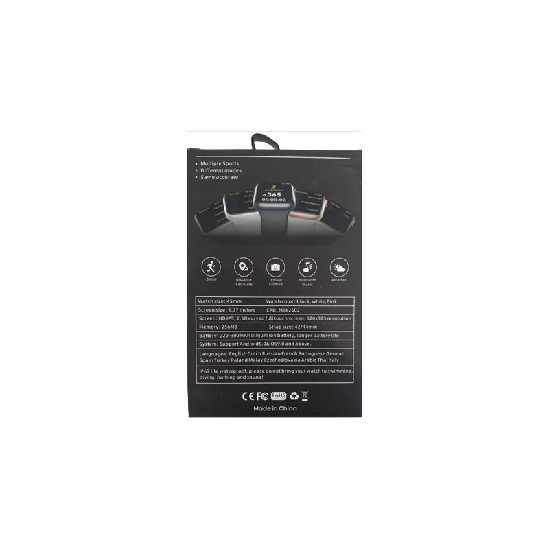 M18 Smart Watch Magic Button with Adjustable Knob & Black Rubber Strap