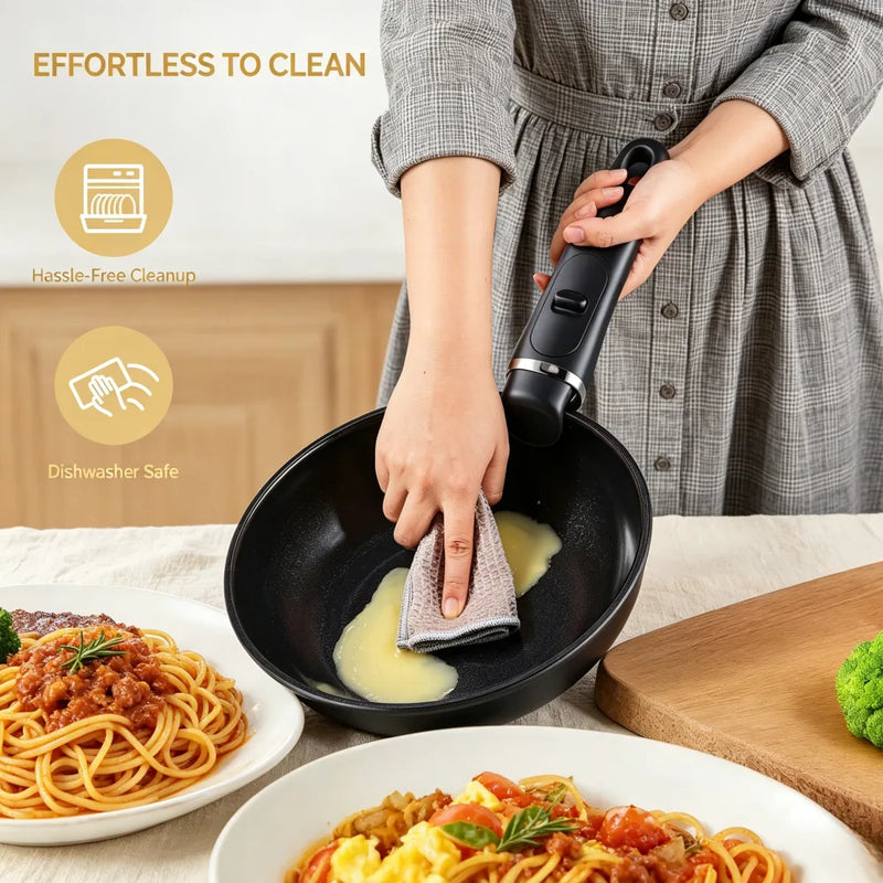 23-piece aluminum cookware set (7 pots, 2 lids, detachable handles)