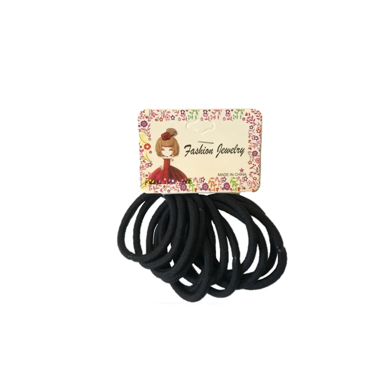 Black Hair Bobble Elastic Tie Pack Of 12