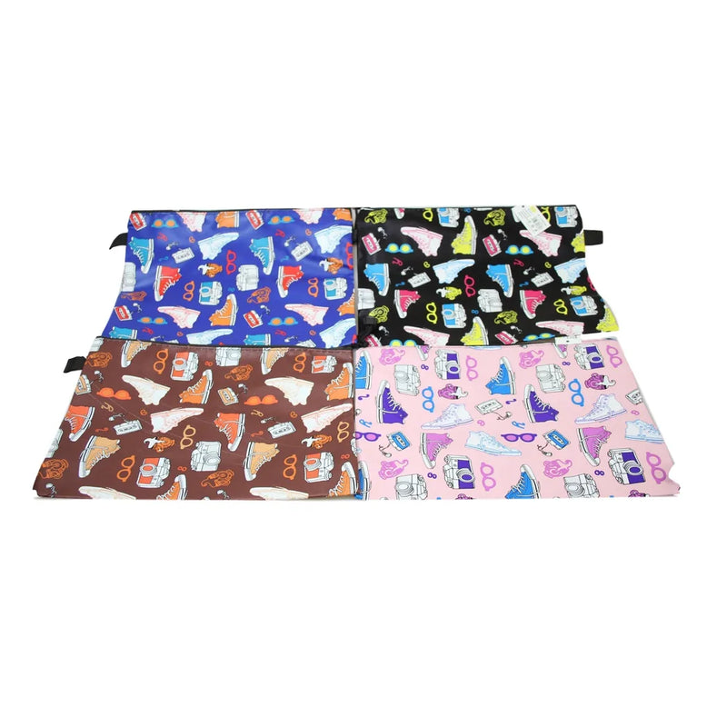 Fake Leather Pencil Case Shoe Print Assorted Colours