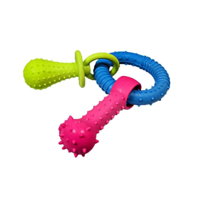 Pet Dog Chewing Toy Dummy Ring With Bone Assorted Colours