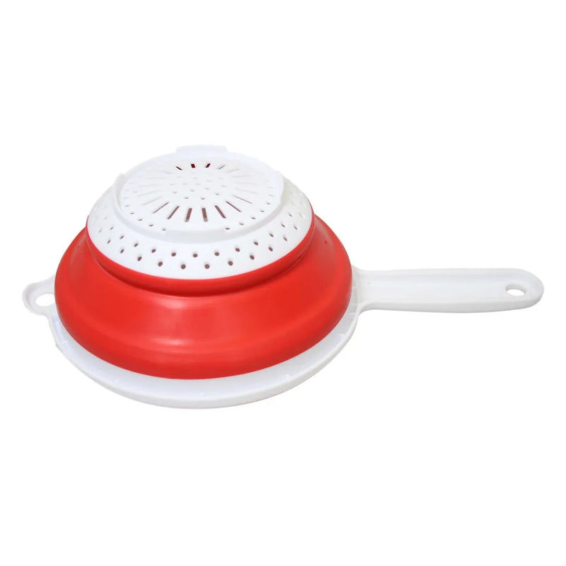 Silicone Plastic Kitchen Collapsible Colander Strainer 3 Colours 2 In 1 Strainer