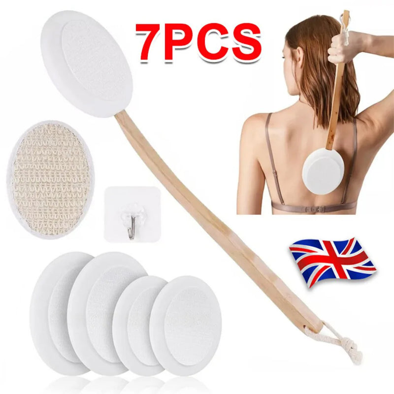 7PCS Back Cream Applicator Lotion Applicator for 2 in 1 Body Brush Beech Handle