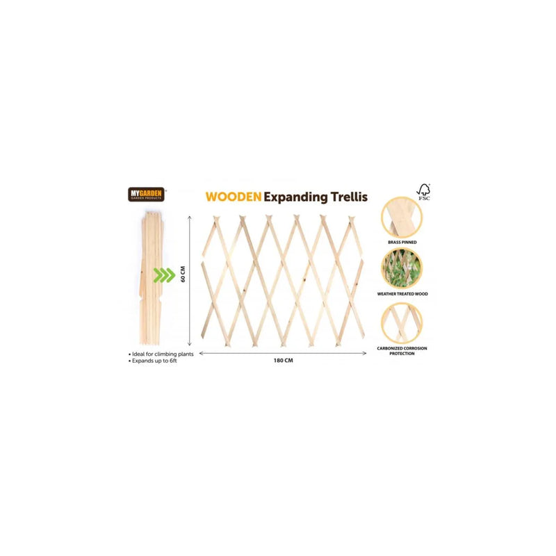 Garden E x panding Wooden Trellis Natural (Parcel Rate)