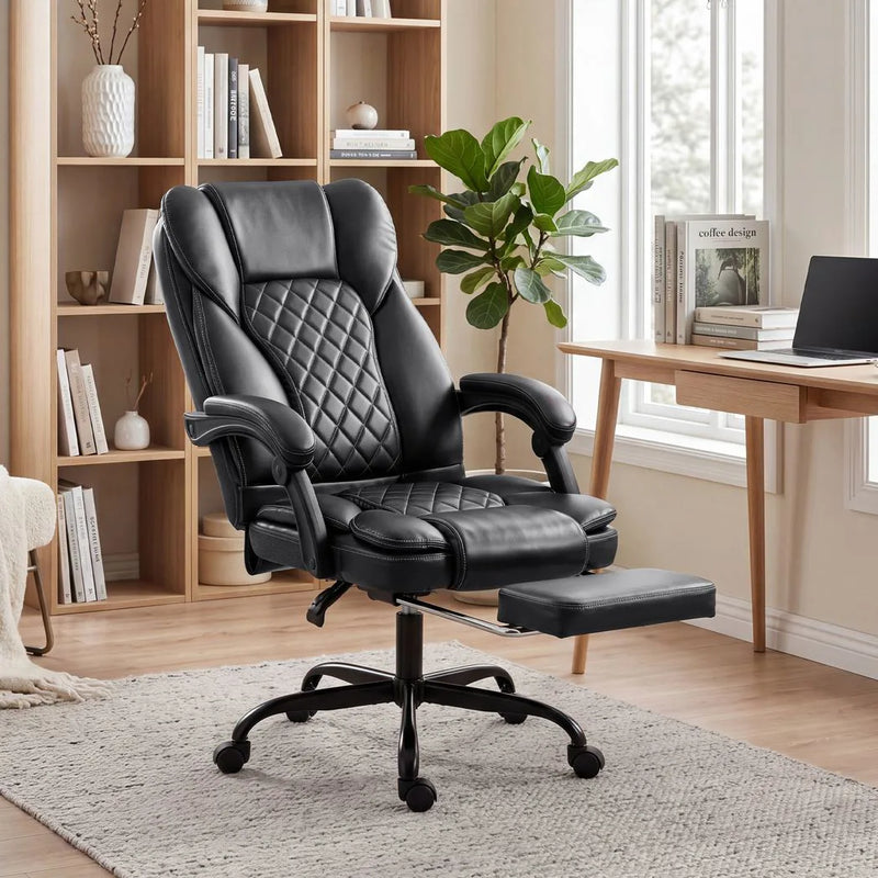 HOMCOM Executive Home Office Chair Reclining Function Footrest Computer Desk Chair High Back, Black