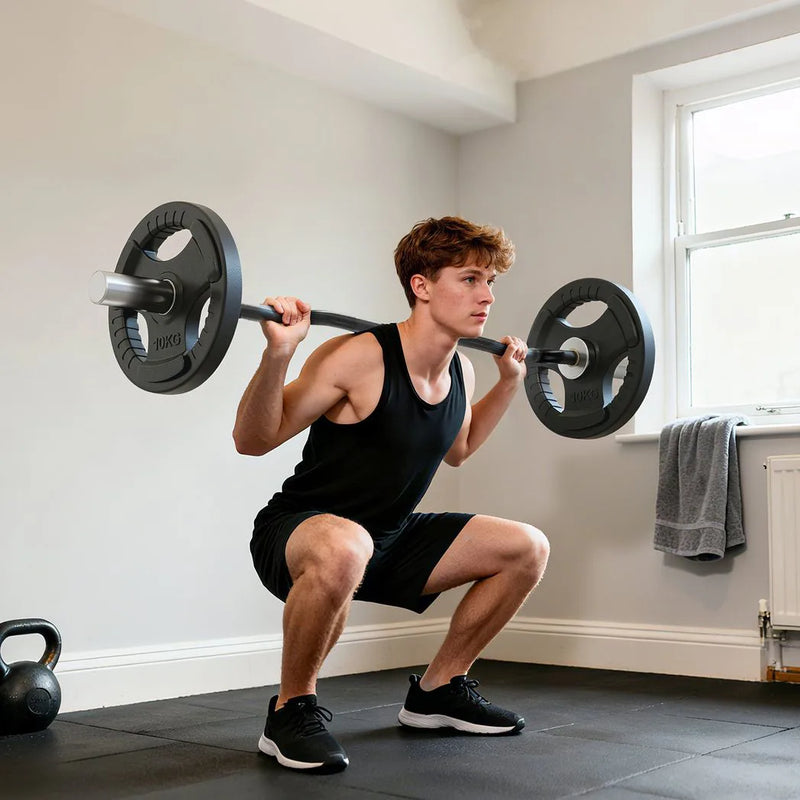SPORTNOW 4ft Olympic EZ Curl Bar, Barbell Bar for 2" Weight Plates with Non-Slip Hand Grip 120cm