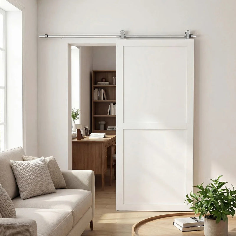 HOMCOM Sliding Door Hardware Kit Smooth Quiet 304 Stainless Steel for 200cm Track Sliver Tone