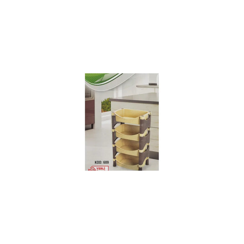 Balamir 4 Tier Plastic Kitchen Vegetable Fruit Storage Rack Assorted Colours
