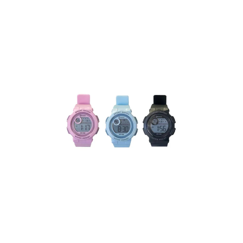 Mingrui Water Resistant Plastic Digital Sports Watch Assorted Colours