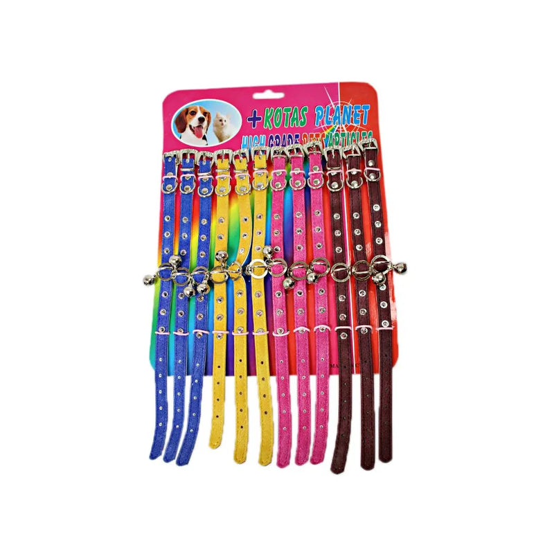 Pet Dog Puppy Cat Collar With Bell Assorted Colours