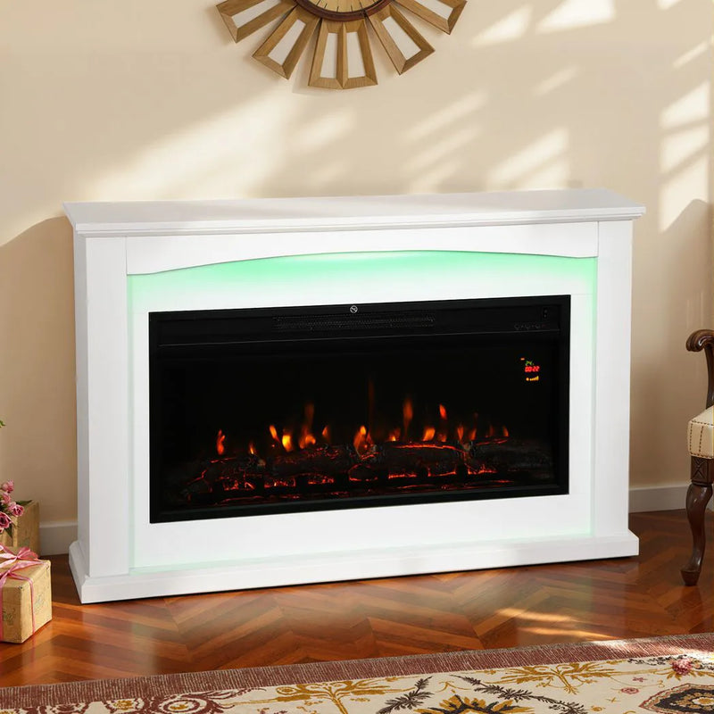 HOMCOM 2000W 5118 BTU Faux Flame Fireplace - White