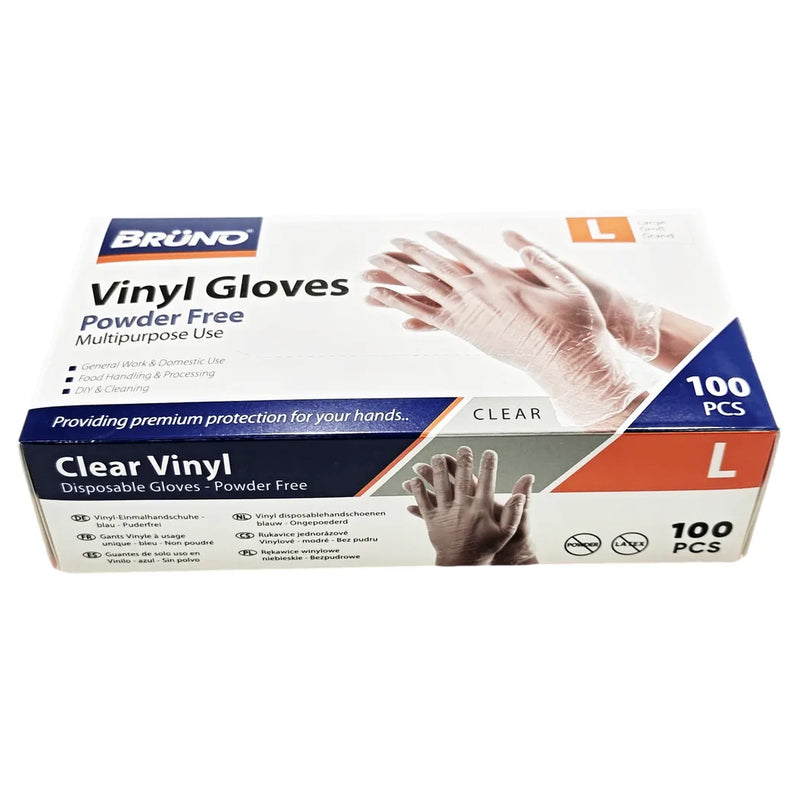 100 Large Disposable Vinyl Clear E x amination Gloves Powder Free Late x Free Gloves