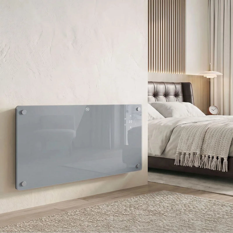HOMCOM 2000W Smart Panel Heater Wall Mounted & Freestanding, Electric Heater with Weekly Timer, Open Window & Anti-Frost, Grey