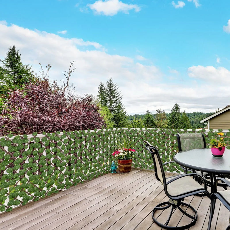 Outsunny Set of 2 Expandable Artificial Trellis Hedges ? Realistic Leaf Privacy Screen, 2 x 1 m