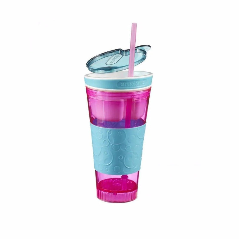 2 In 1 Plastic Travel Snack & Drink Cup Assorted Colours