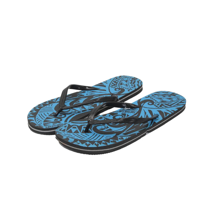 Blue Black Plam Tree Theme Beach Pool Flip Flops