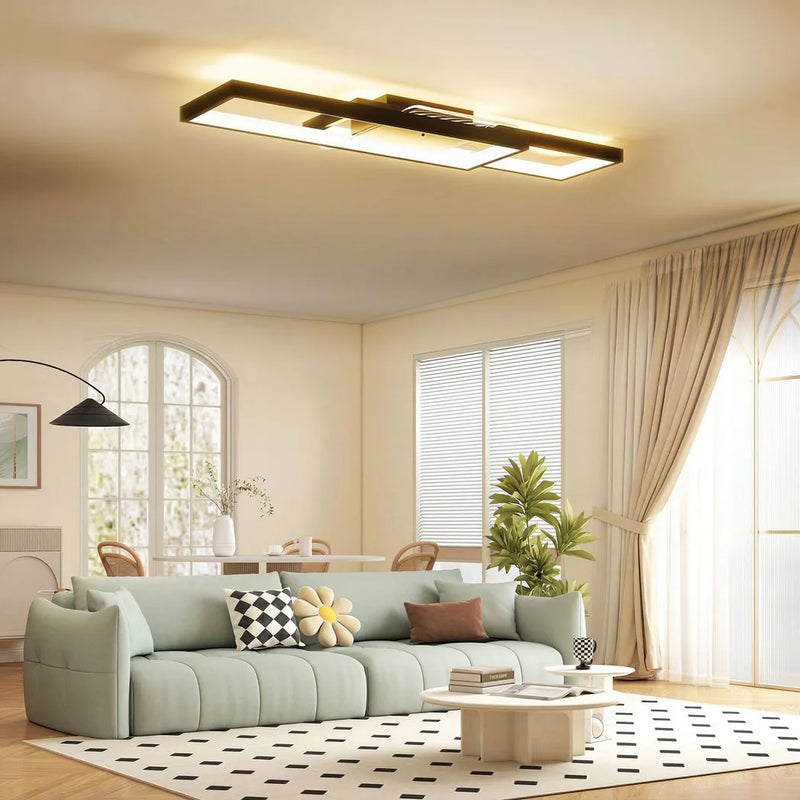HOMCOM LED Ceiling Light, Modern Dimmable Ceiling Light with Wall Switch & Remote Control, Flush Mount Fixture Lamp with 3000-6000K Colour Temperatures for Living Room, Bedroom, Black