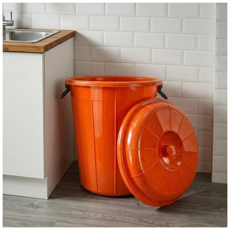 100L Plastic Eco Storage Drum Bin Bucket With Dual Side Handles, Assorted Colours