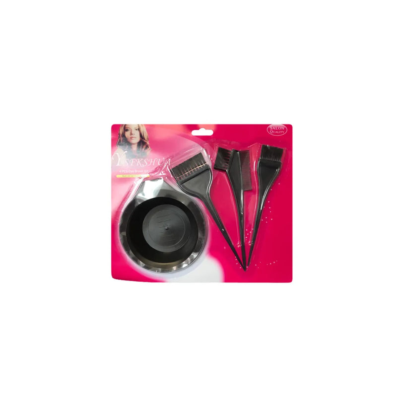 Plastic Hairdresser Hair Dye Colouring Brushes And Bowl Kit