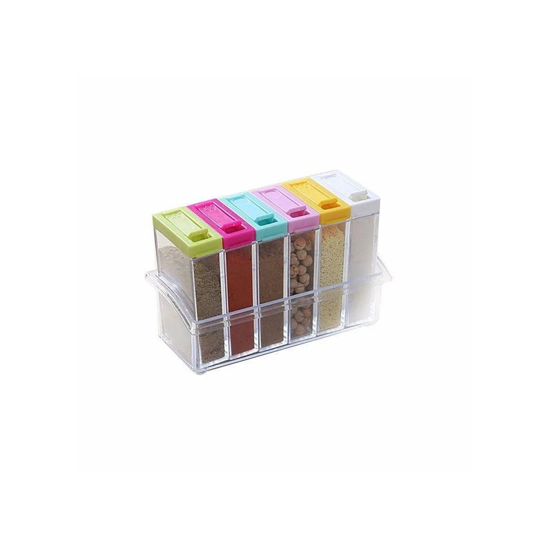 Plastic Acrylic Spice Rack Storage Container Jars Set Of 6