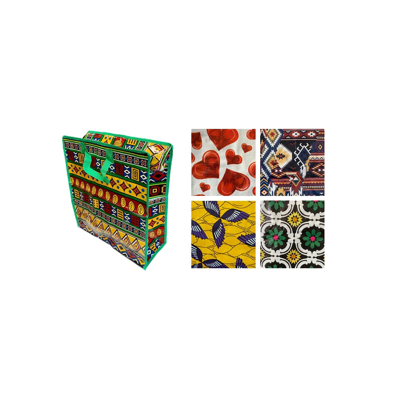 Medium Plastic Shopping Laundry Bag With Printed Design Assorted Designs