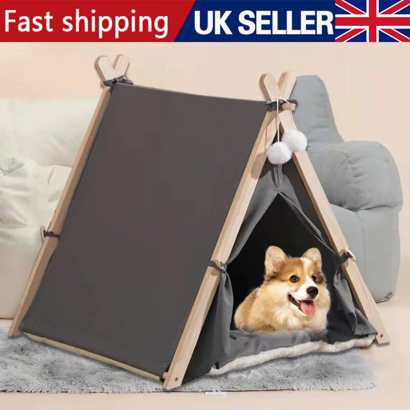 Large Pet Teepee Bed Dog/Puppy/Cat/Kitten Igloo Play Tent Tipi House Cushion Mat
