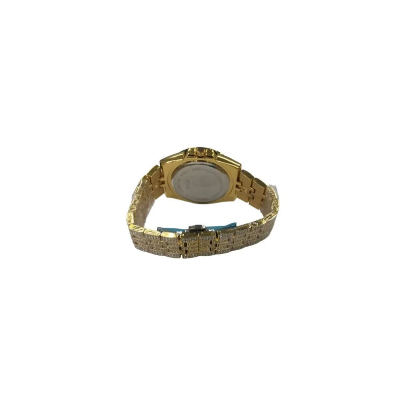 NY London Mens Fashion Bling Assorted Watch Dated Round Gold Dial Gold Bracelet Watch