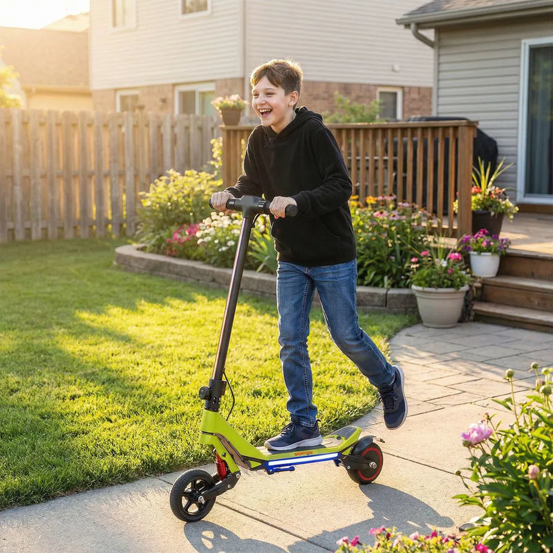 SPORTNOW Electric Scooter for Kids, Foldable E Scooter for Age Age 6 with LED Display, RGB lights, Up to 16km/h, Green