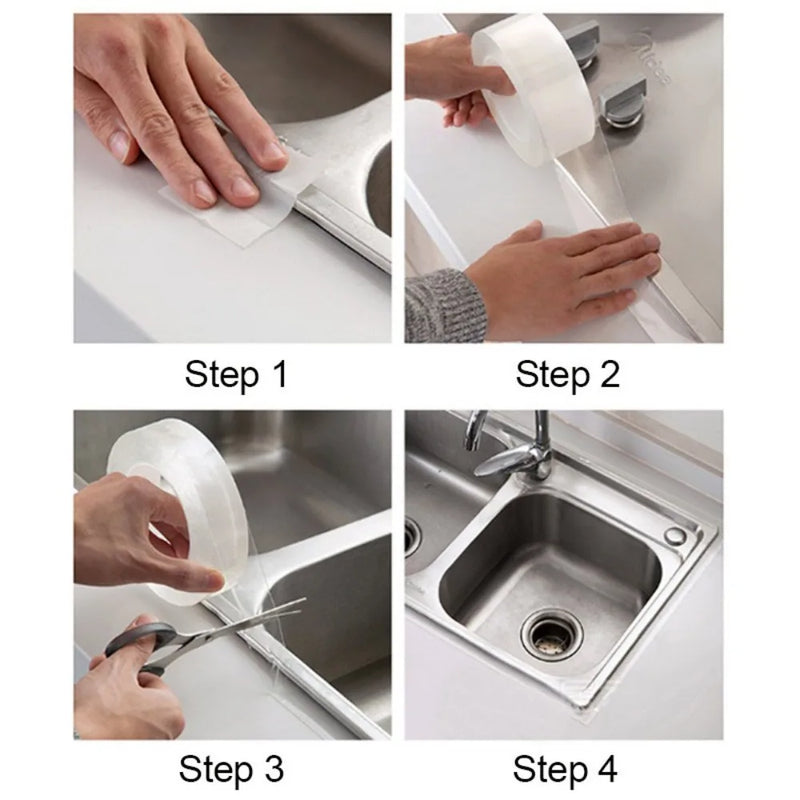 Waterproof Caulk Strip Sealing Tapes Anti-Mildew Clear Bathroom Kitchen Sealant