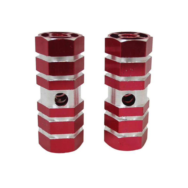 Aluminium Striped Bike Bicycle Pedal Foot Rest A x le Peg Pack Of 2 Assorted Colours