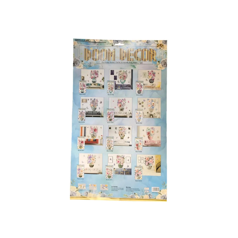 Room Decor 3D Effect Wall Stickers Flowers Vase Design Assorted Designs And Colours