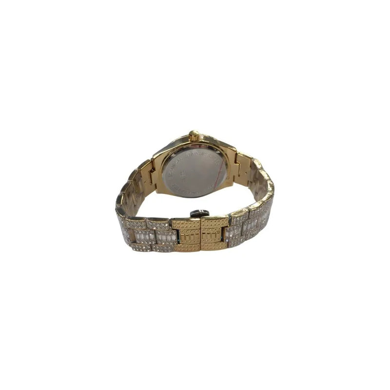 NY London Mens Fashion Bling Assorted Watch Dated Round Gold Dial Gold Bracelet Watch